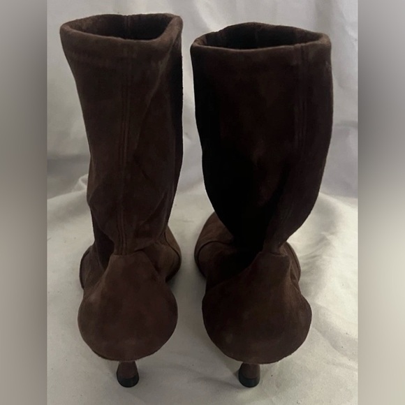Stuart Weitzman VINNY 50 BROWN STRETCH SUEDE ANKLE BOOT KITTEN HEEL SHOE 8 $650 - Picture 6 of 13